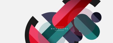 Geometrik şekiller bileşim soyut arkaplan. Çember çizgileri ve dikdörtgenler. Duvar kağıdı afişi veya iniş sayfası için vektör illüstrasyonu