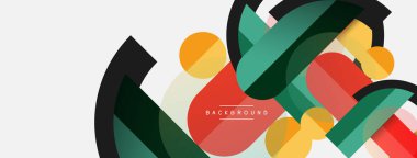 Yuvarlak geometrik şekiller çizgiler ve daireler. Duvar kağıdı afişi ya da iniş sayfası için vektör şablonu