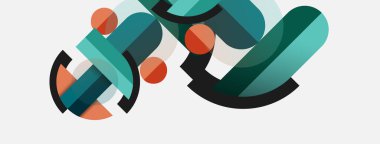 Yuvarlak geometrik şekiller çizgiler ve daireler. Duvar kağıdı afişi ya da iniş sayfası için vektör şablonu