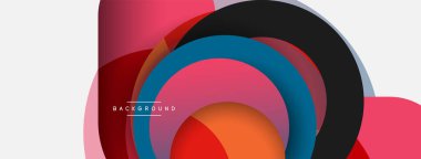 Çember ve yuvarlak şekiller soyut arkaplan. Duvar kağıdı afişi veya iniş sayfası için vektör illüstrasyonu