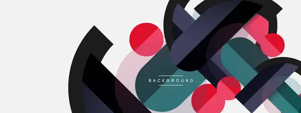 Geometrische vormen samenstelling abstracte achtergrond. Cirkels lijnen en rechthoeken. Vector illustratie voor behang banner achtergrond of landing page — Stockvector