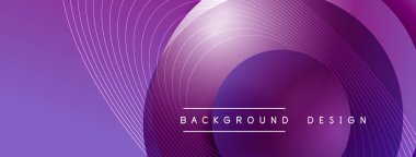 Gölgeli gradyan daireler. Vektör tekno soyut arka plan. Modern üstüste bindirme formları duvar kağıdı arkaplanı, tasarım şablonu