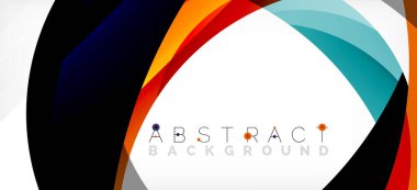 Geometrik soyut arkaplan. Üst üste binen renk şekilleriyle çember oluşturuldu. Duvar Kağıdı, Sancak, Arkaplan, İniş Sayfası için Vektör İllüstrasyonu