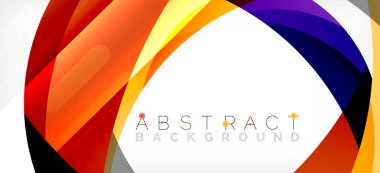 Geometrik soyut arkaplan. Üst üste binen renk şekilleriyle çember oluşturuldu. Duvar Kağıdı, Sancak, Arkaplan, İniş Sayfası için Vektör İllüstrasyonu