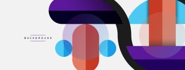 Yuvarlak geometrik şekiller çizgiler ve daireler. Duvar kağıdı afişi ya da iniş sayfası için vektör şablonu