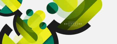 Yuvarlak geometrik şekiller çizgiler ve daireler. Duvar kağıdı afişi ya da iniş sayfası için vektör şablonu