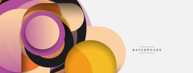 Yaratıcı geometrik duvar kağıdı. Asgari soyut arkaplan. Duvar kağıdı arkaplanı veya iniş sayfası için daire bileşimi vektör çizimi