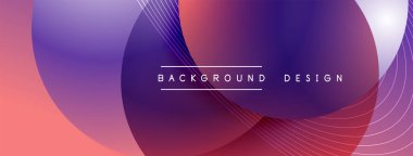 Gölgeli gradyan daireler. Vektör tekno soyut arka plan. Modern üstüste bindirme formları duvar kağıdı arkaplanı, tasarım şablonu