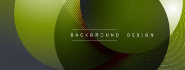 Gölgeli gradyan daireler. Vektör tekno soyut arka plan. Modern üstüste bindirme formları duvar kağıdı arkaplanı, tasarım şablonu