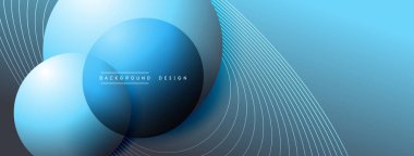 Gölgeli gradyan daireler. Vektör tekno soyut arka plan. Modern üstüste bindirme formları duvar kağıdı arkaplanı, tasarım şablonu