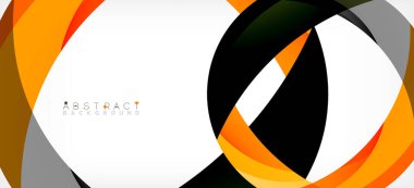 Geometrik soyut arkaplan. Üst üste binen renk şekilleriyle çember oluşturuldu. Duvar Kağıdı, Sancak, Arkaplan, İniş Sayfası için Vektör İllüstrasyonu