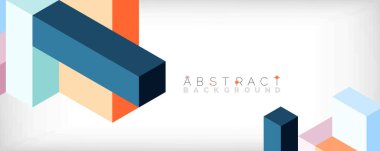 Soyut arkaplan. 3 boyutlu küp, küp elementler ve bloklar. Duvar kağıdı, afiş, arkaplan, iniş sayfası için tekno veya iş konsepti