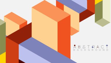 Soyut arkaplan. 3 boyutlu küp, küp elementler ve bloklar. Duvar kağıdı, afiş, arkaplan, iniş sayfası için tekno veya iş konsepti