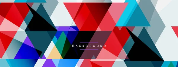 Složení barevných trojúhelníků, geometrické abstraktní pozadí. Techno nebo obchodní koncept, vzor pro tapety, banner, pozadí, přistávací stránka — Stockový vektor