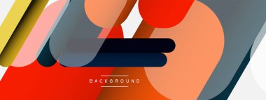 Yuvarlak şekiller ve çizgiler üst üste biniyor. Duvar kağıdı afişi veya iniş sayfası için vektör illüstrasyonu