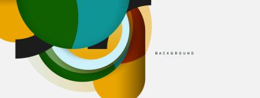 Yaratıcı geometrik duvar kağıdı. Asgari soyut arkaplan. Duvar kağıdı arkaplanı veya iniş sayfası için daire bileşimi vektör çizimi