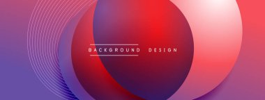 Gölgeli gradyan daireler. Vektör tekno soyut arka plan. Modern üstüste bindirme formları duvar kağıdı arkaplanı, tasarım şablonu