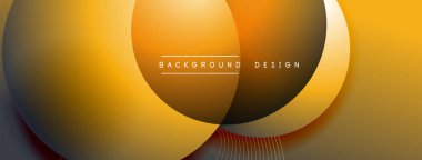 Gölgeli gradyan daireler. Vektör tekno soyut arka plan. Modern üstüste bindirme formları duvar kağıdı arkaplanı, tasarım şablonu