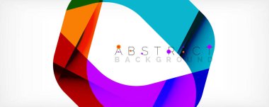 Asgari soyut arkaplan - beyaz üzerine gölge çizgileri ile örtüşen renk şekilleri. Duvar Kağıdı, Sancak, Arkaplan, İniş Sayfası için Vektör İllüstrasyonu