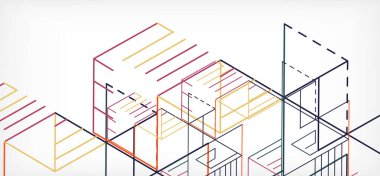 Soyut arkaplan. Beyaz arkaplanda renk çizgileri. Doğrusal soyut kompozisyon. Duvar kağıdı, afiş, arkaplan, iniş sayfası için tekno veya iş konsepti