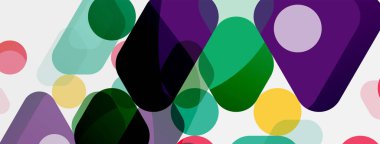 Beyaz üzerine renkli baloncuklar ve yuvarlak geometrik şekiller. Duvar kağıdı, pankart, arkaplan, iniş sayfası için vektör geometrik asgari özet arkaplan