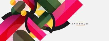 Yuvarlak geometrik şekiller çizgiler ve daireler. Duvar kağıdı afişi ya da iniş sayfası için vektör şablonu