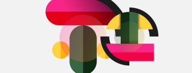 Yuvarlak geometrik şekiller çizgiler ve daireler. Duvar kağıdı afişi ya da iniş sayfası için vektör şablonu