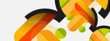 Yuvarlak geometrik şekiller çizgiler ve daireler. Duvar kağıdı afişi ya da iniş sayfası için vektör şablonu