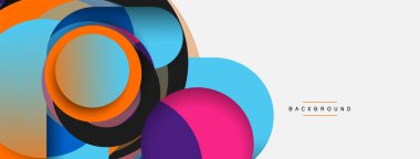 Çember ve yuvarlak şekiller soyut arkaplan. Duvar kağıdı afişi veya iniş sayfası için vektör illüstrasyonu