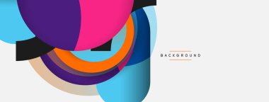 Yaratıcı geometrik duvar kağıdı. Asgari soyut arkaplan. Duvar kağıdı arkaplanı veya iniş sayfası için daire bileşimi vektör çizimi