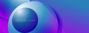 Gölgeli gradyan daireler. Vektör tekno soyut arka plan. Modern üstüste bindirme formları duvar kağıdı arkaplanı, tasarım şablonu