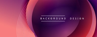 Gölgeli gradyan daireler. Vektör tekno soyut arka plan. Modern üstüste bindirme formları duvar kağıdı arkaplanı, tasarım şablonu