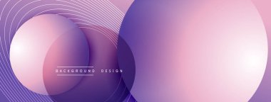 Gölgeli gradyan daireler. Vektör tekno soyut arka plan. Modern üstüste bindirme formları duvar kağıdı arkaplanı, tasarım şablonu