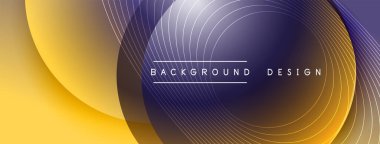 Gölgeli gradyan daireler. Vektör tekno soyut arka plan. Modern üstüste bindirme formları duvar kağıdı arkaplanı, tasarım şablonu