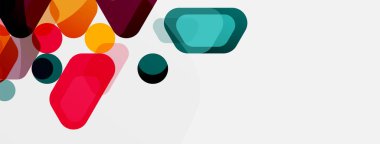 Beyaz üzerine renkli baloncuklar ve yuvarlak geometrik şekiller. Duvar kağıdı, pankart, arkaplan, iniş sayfası için vektör geometrik asgari özet arkaplan