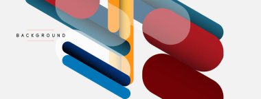 Yuvarlak şekiller ve çizgiler üst üste biniyor. Duvar kağıdı afişi veya iniş sayfası için vektör illüstrasyonu