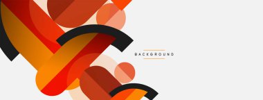 Geometrik şekiller bileşim soyut arkaplan. Çember çizgileri ve dikdörtgenler. Duvar kağıdı afişi veya iniş sayfası için vektör illüstrasyonu