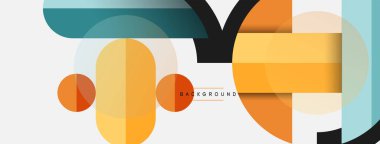 Geometrik şekiller bileşim soyut arkaplan. Çember çizgileri ve dikdörtgenler. Duvar kağıdı afişi veya iniş sayfası için vektör illüstrasyonu