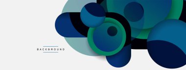 Yaratıcı geometrik duvar kağıdı. Asgari soyut arkaplan. Duvar kağıdı arkaplanı veya iniş sayfası için daire bileşimi vektör çizimi