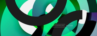 Yuvarlak şekiller daireler ve diğer geometrik şekiller. Duvar kağıdı afişi arkaplan kartı veya iniş sayfası için vektör illüstrasyonu