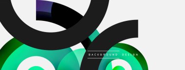 Yuvarlak şekiller daireler ve diğer geometrik şekiller. Duvar kağıdı afişi arkaplan kartı veya iniş sayfası için vektör illüstrasyonu