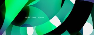 Yuvarlak şekiller daireler ve diğer geometrik şekiller. Duvar kağıdı afişi arkaplan kartı veya iniş sayfası için vektör illüstrasyonu