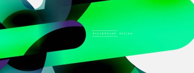 Yuvarlak şekiller daireler ve diğer geometrik şekiller. Duvar kağıdı afişi arkaplan kartı veya iniş sayfası için vektör illüstrasyonu