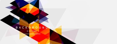 Mozaik üçgenler geometrik arkaplan. Tekno veya iş konsepti, duvar kağıdı, afiş, arkaplan, iniş sayfası deseni