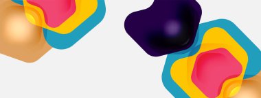 Beyaz arka planda renkli ok şekilleri. Minimum geometrik soyut arkaplan. Duvar kağıdı afişi veya iniş sayfası için vektör illüstrasyonu