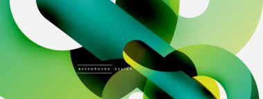 Yuvarlak şekiller daireler ve diğer geometrik şekiller. Duvar kağıdı afişi arkaplan kartı veya iniş sayfası için vektör illüstrasyonu