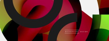 Yuvarlak şekiller daireler ve diğer geometrik şekiller. Duvar kağıdı afişi arkaplan kartı veya iniş sayfası için vektör illüstrasyonu