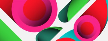 Soyut arkaplan. Minimum geometrik daireler ve koyu gölgeli yuvarlak şekiller. Duvar kağıdı afişi veya arkaplan için moda teknoloji iş şablonu