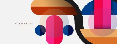 Yuvarlak geometrik şekiller çizgiler ve daireler. Duvar kağıdı afişi ya da iniş sayfası için vektör şablonu