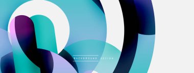 Yuvarlak şekiller daireler ve diğer geometrik şekiller. Duvar kağıdı afişi arkaplan kartı veya iniş sayfası için vektör illüstrasyonu